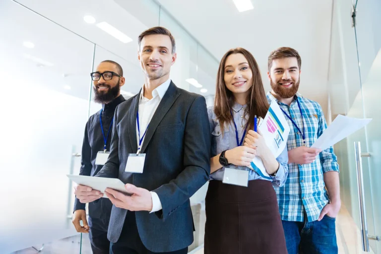 Group of business people with team leader