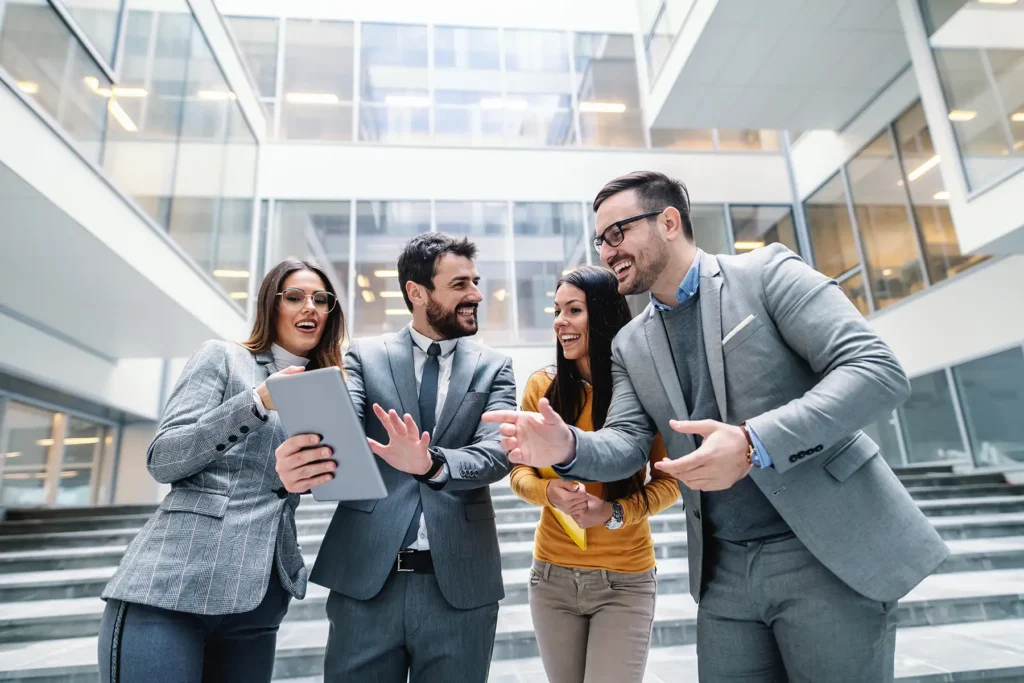 Group of dedicated businesspeople standing