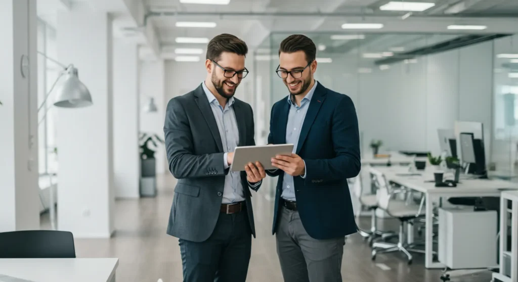 Two corporate colleagues
